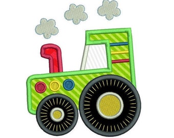 Cute Tractor Applique Machine Embroidery Design, Toy Tractor, Farm Vehicle, Boy's Embroidery, 4x4, 5x7, 6x10, Instant Download, No: FA559-1