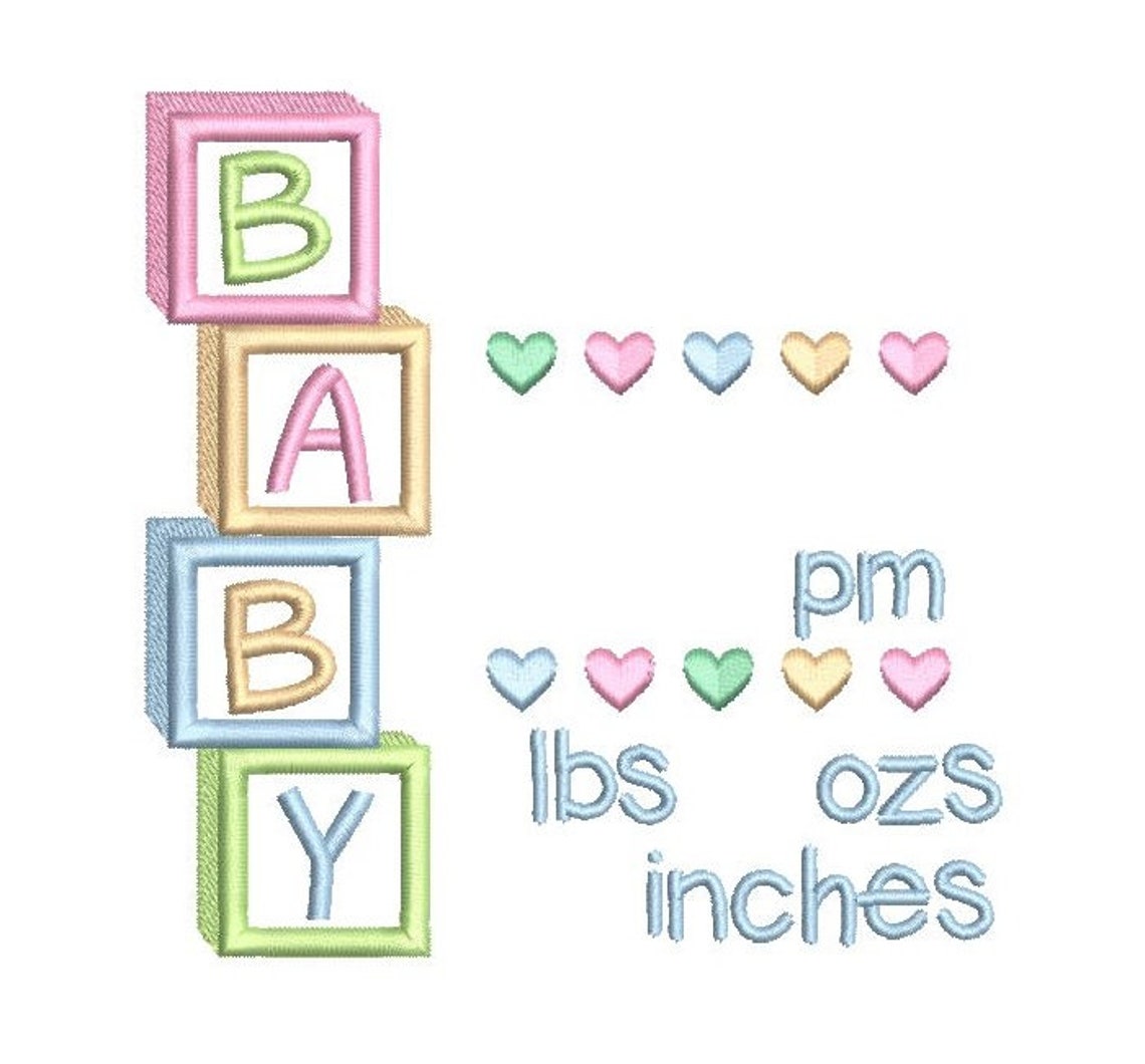 Birth Announcement TEMPLATE Embroidery Design Applique Etsy
