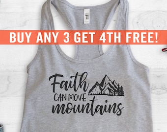 Faith Can Move Mountains Tank Top, Racerback Tank Top, Religious Tank Top, Christian Tank, Motivational Tank, Spiritual Tank Top