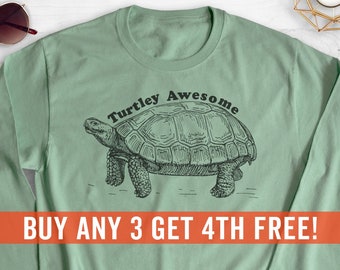 Sudadera Turtley Awesome, sudadera con capucha, camiseta de manga larga, talla unisex, sudadera de animales, sudadera con capucha de tortuga, sudadera de tortuga