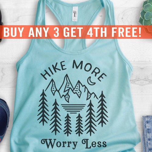 Mad Over Shirts Hike More Worry Less Unisex Premium Tank Top 