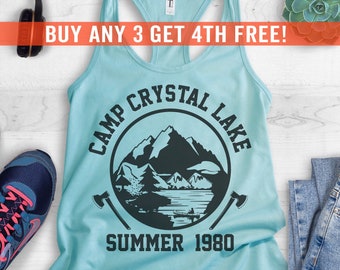 Camp Crystal Lake Tank Top, Racerback Tank Top, Funny Halloween Tank, Horror Graphic Tank