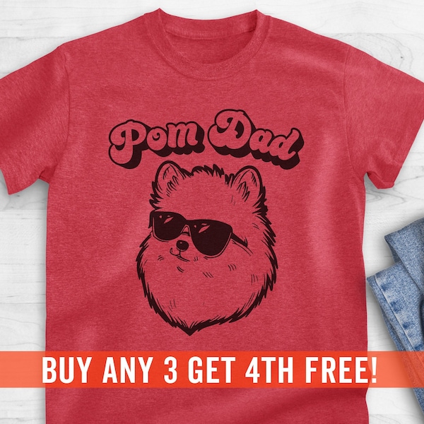 Pom Dad T-shirt, Unisex Men's Shirt, Pomeranian, Pom Owner, Best Dog Dad Gift