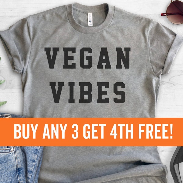 Vegan Vibes T-Shirt, Ladies Unisex Crewneck Shirt, Cute Vegan Shirt, Funny Vegan T-shirt, Gift, Short & Long Sleeve T-shirt