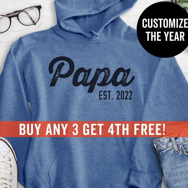 Papa Est. (Customize Any Year) Sweatshirt, Hoodie, Long Sleeve Shirt, Unisex Sizing, Cool Papa Sweatshirt, Father's Day Gift, Papa Hoodie