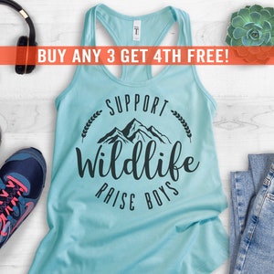 Support Wildlife Raise Boys Tank Top, Racerback Tank Top, Mama Tank Top, Mommy Tank Top, Boy Mom Tank, Funny Mom Gift image 1