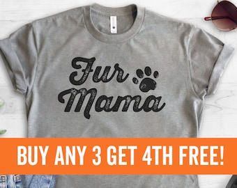 Fur Mama T-shirt, Ladies Unisex Crewneck T-shirt, Cute Dog Shirt, Short & Long Sleeve T-shirt