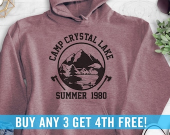 Camp Crystal Lake Sweatshirt, Hoodie, Long Sleeve T-shirt, Unisex Sizing, Halloween Hoodie, Horror Graphic Hoodie, Horror Sweatshirt