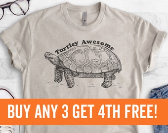 Turtley Awesome T-shirt, Ladies Unisex Crewneck Shirt, Animal T-shirt, Hipster Turtle Shirt, Short & Long Sleeve T-shirt