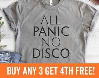 All Panic No Disco Shirt, Unisex Ladies Shirt, Funny Anxiety Shirt, Nervous Shirt, Introvert Shirt, Panic Shirt, Uneasy Shirt, Panic Shirt