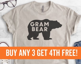 Gram Bear T-Shirt, Ladies Unisex Crewneck Shirt, Cute Grandma T-shirt, Gift for Gram, Short & Long Sleeve T-shirt