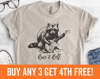 Racc & Roll Shirt, Unisex Shirt, Raccoon Shirt, Funny Raccoon Graphic Tee, Clever Raccoon Graphic