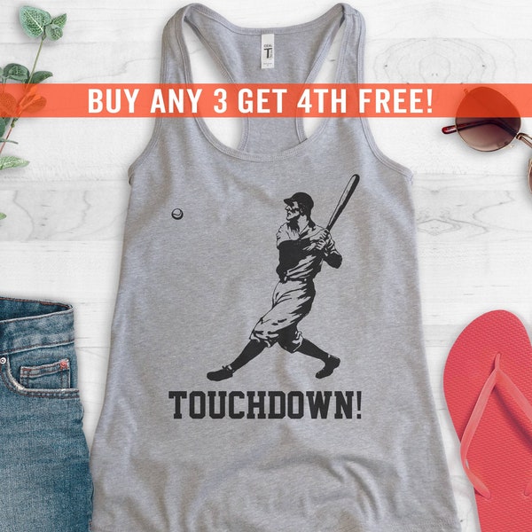 Touchdown Tank Top, Racerback Tank Top, Funny Baseball Tank Top, Funny Football Tank Top, Ironic Sports Tank