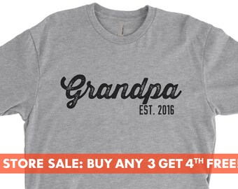 Grandpa Est. (Customize Any Year) T-shirt, Unisex Crewneck T-Shirt, Cool Grandpa shirt, Gift for grandpa, Short & Long Sleeve T-shirt