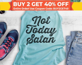 Not Today Satan Tank Top, Ladies Workout, Yoga Tank Top, Funny Gym Tank, Gift For Mom, Girlfriend