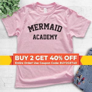 Youth Mermaid Academy T-Shirt, Youth Kids Girl T-Shirt, Summer Shirt, Mermaid T-shirt, Ocean Shirt, Beach Tshirt