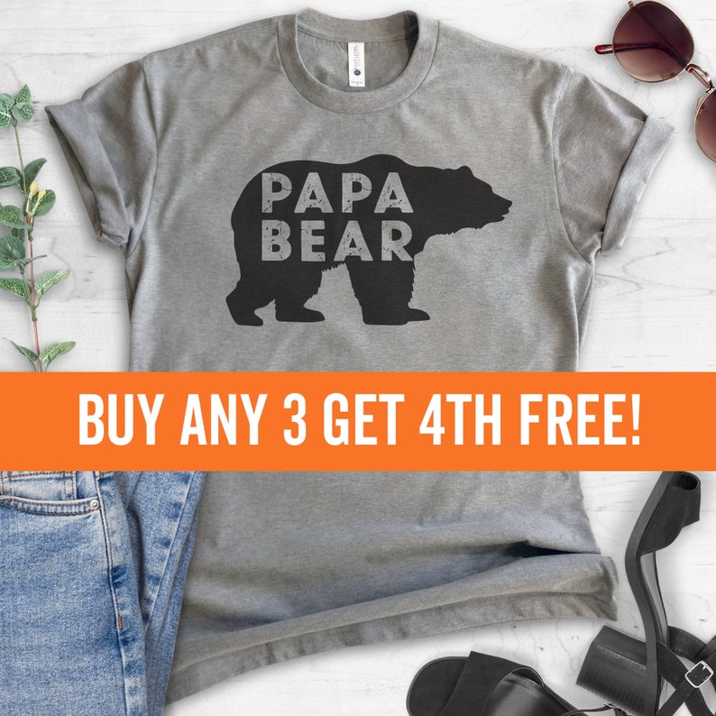Papa Bear T-shirt, Men's Crewneck Shirt, Papa Bear Shirt, Cool Dad Shirt, Gift For Dad, Father's Day Gift, Short & Long Sleeve T-shirt image 1