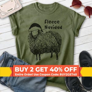 Fleece Navidad T-shirt, Unisex Women&#39;s Men&#39;s Shirt, Funny Christmas Xmas Feliz Navidad Sheep
