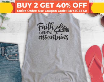 Faith Can Move Mountains Tank Top, Racerback Tank Top, Religious Tank Top, Christian Tank, Motivational Tank, Spiritual Tank Top