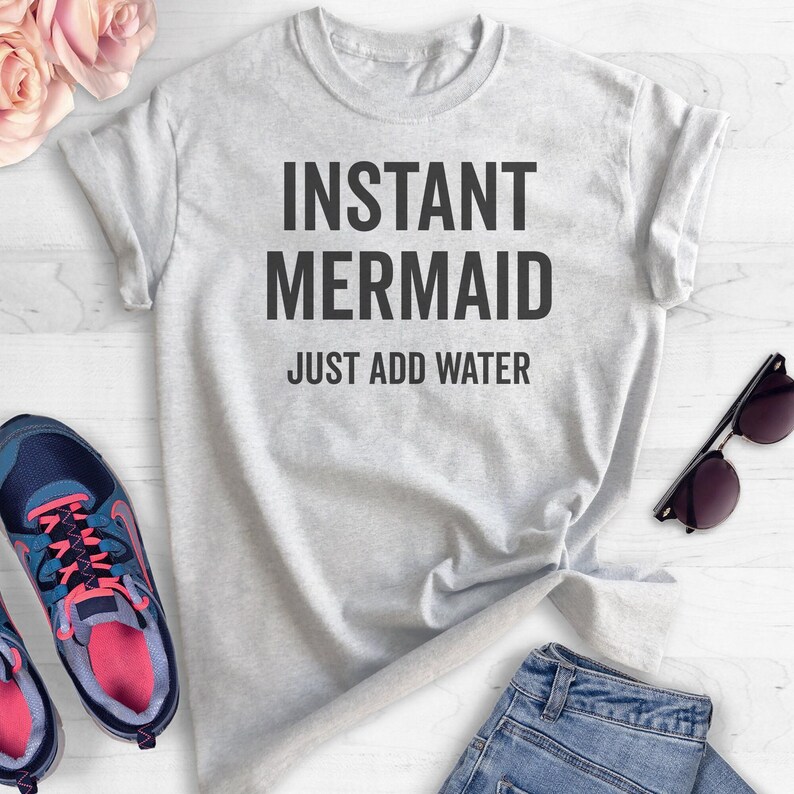 Instant Mermaid T-shirt, Ladies Unisex Crewneck Shirt, Vacation shirt, Teen, Mom, Daughter, Short & Long Sleeve T-shirt immagine 4