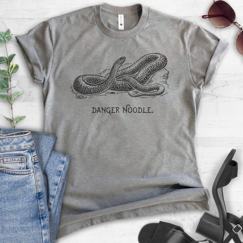 Danger Noodle Snake Shirt, Reptile T-shirt, Funny Animal Pun Shirt, Animal Graphic Tee image 2