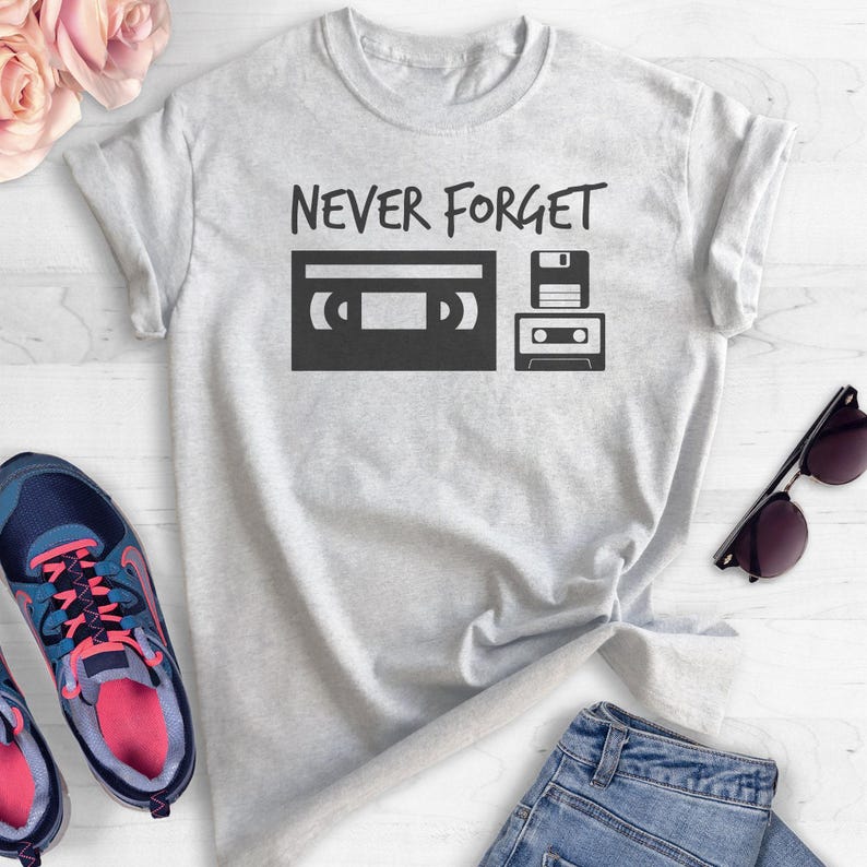 Never Forget 80s Technology Shirt, Unisex Shirt, Funny 80s Nostalgia Shirt, 80s Nostalgia Tee, VHS, Cassette Tape Shirt afbeelding 3