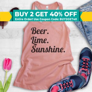 Beer Lime Sunshine Tank Top, Ladies Vacation Tank, Cute Beach Tank, Gift For Her, Vacay