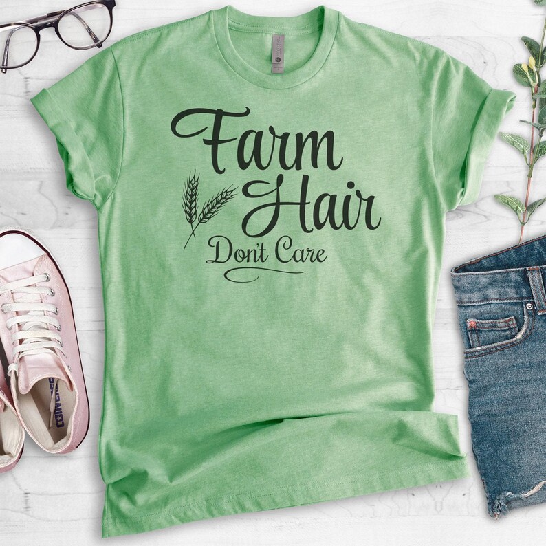 Farm Hair Don't Care T-shirt, Ladies Unisex Crewneck Shirt, Cute Farm Girl T-shirt, Short & Long Sleeve T-shirt image 4