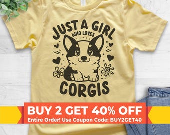 Kids Corgi T-shirt, Youth Girl T-Shirt, Just A Girl Who Loves Corgis Dog Gift