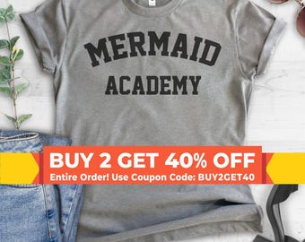 Mermaid Academy T-Shirt, Ladies Beach T-shirt, Summer Shirt, Cute Mermaid T-shirt, Short & Long Sleeve T-shirt
