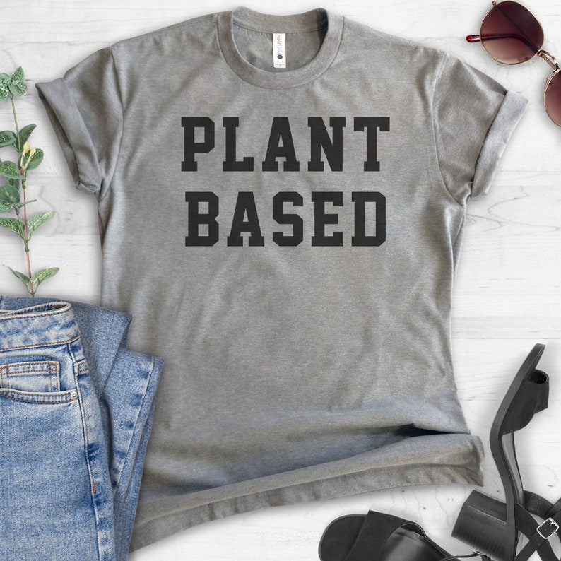 Plant Based T-Shirt, Ladies Unisex Crewneck Shirt, Cute Vegan T-shirt, Funny Vegan Shirt, Gift, Short & Long Sleeve T-shirt image 3