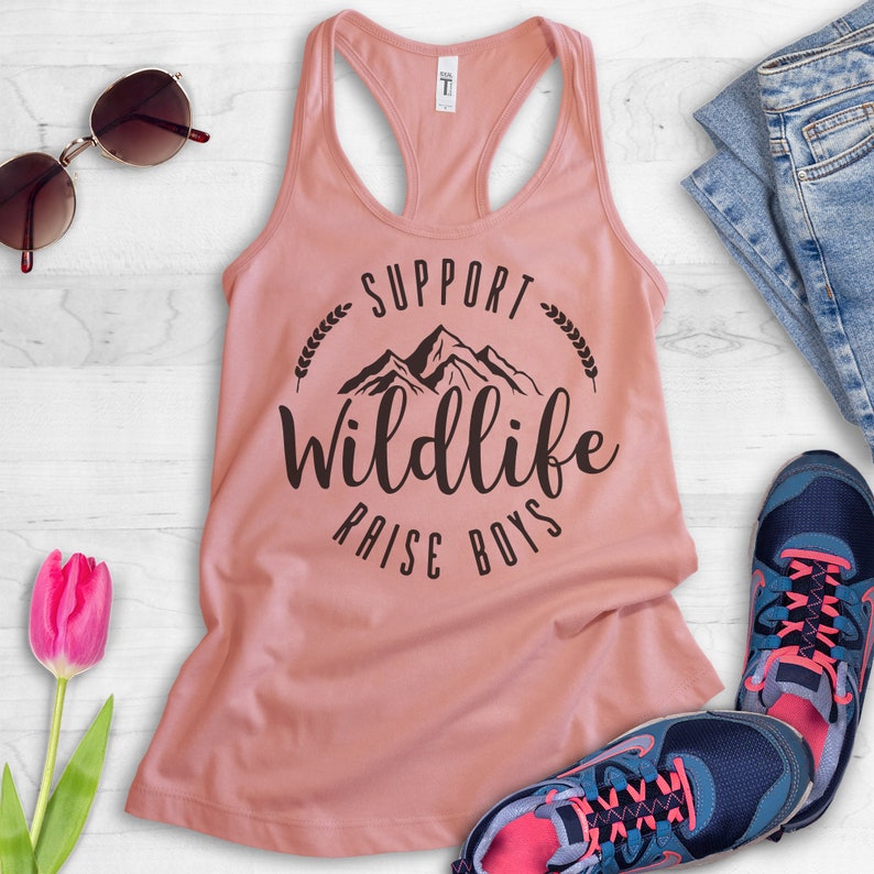 Support Wildlife Raise Boys Tank Top, Racerback Tank Top, Mama Tank Top, Mommy Tank Top, Boy Mom Tank, Funny Mom Gift image 2