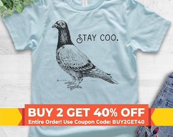 Youth Stay Coo Shirt, Youth Kids Girl Boy T-Shirt, Funny Pidgeon Shirt, Cute Bird Saying, Cool Bird Shirt