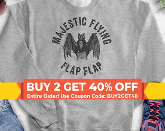 Majestic Flying Flap Flap Bat Sweatshirt, Hoodie, Long Sleeve Shirt, Unisex Sizing, Halloween Shirt, Bat Graphic Hoodie, Funny Animal Hoodie