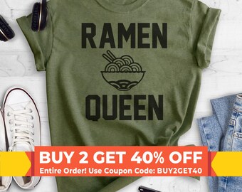 Ramen Queen T-shirt, Ladies Unisex Crewneck Shirt, Ramen T-shirt, Short & Long Sleeve T-shirt