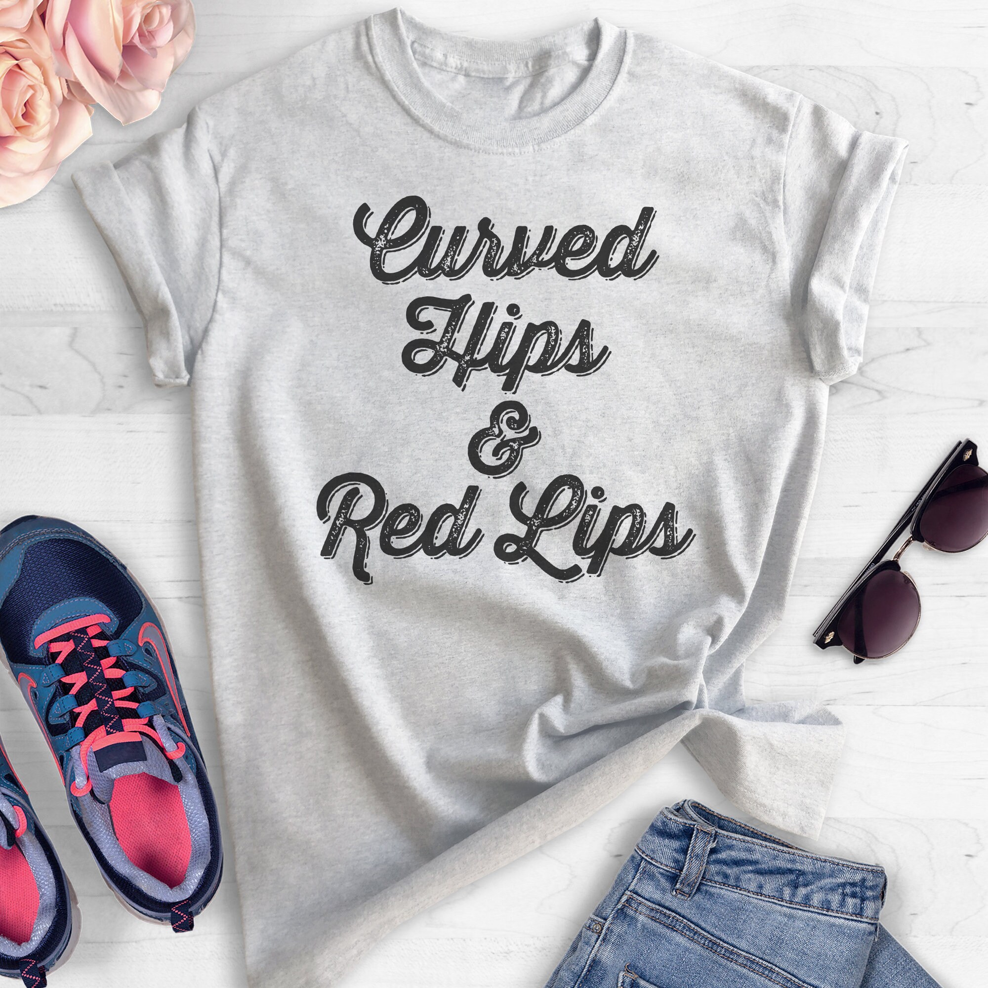 Curved Hips and Red Lips T-shirt Ladies Unisex Crewneck - Etsy