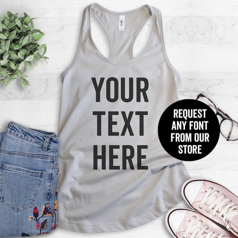 CAMISETA SIN MANGAS PERSONALIZADA, Envíanos tu frase - Camiseta sin mangas personalizada, Cita personalizada, Camiseta sin mangas personalizada, Camiseta sin mangas para mujer imagen 2