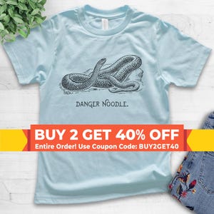 Youth Danger Noodle Snake Shirt, Youth Kids Girl Boy T-Shirt, Reptile T-shirt, Funny Animal Pun Graphic Tee