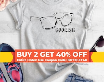 Leesgrage T-shirt, bril-T-shirt, uniseks shirt ronde hals dames, lezing-T-shirt, hipster-T-shirt, boekenliefhebber, T-shirt korte en lange mouw