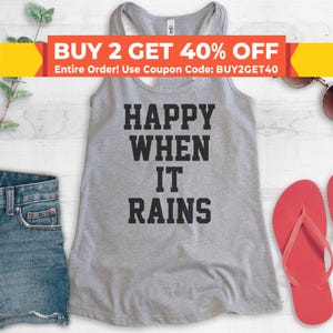 Happy When It Rains Tank Top, Ladies Racerback, Goth Tank Top, Shoe Gaze Tank Top, 90s Music Tank