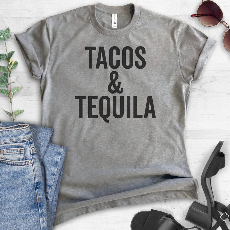 Tacos & Tequila T-Shirt, Ladies Unisex Shirt, Cute Taco T-shirt, Tequila Shirt, Beach Drinking Shirt, Short and Long Sleeve T-shirt image 3