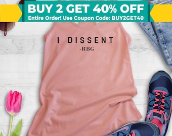 I Dissent RBG Tank Top, Racerback Tank Top, Feminist Tank Top, Political Tank Top
