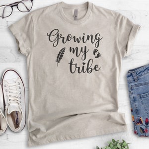 Growing My Tribe T-shirt, Ladies Unisex Shirt, Heather tee, Cute Pregnancy Shirt, New Mom, Baby Announcement, Short & Long Sleeve T-shirt image 2