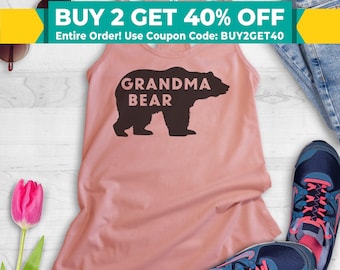 Grandma Bear Tank Top, Ladies Racerback, Cute Grandma Tank, Grandmother Tank, Gift For Grandma, Grandma Shirt