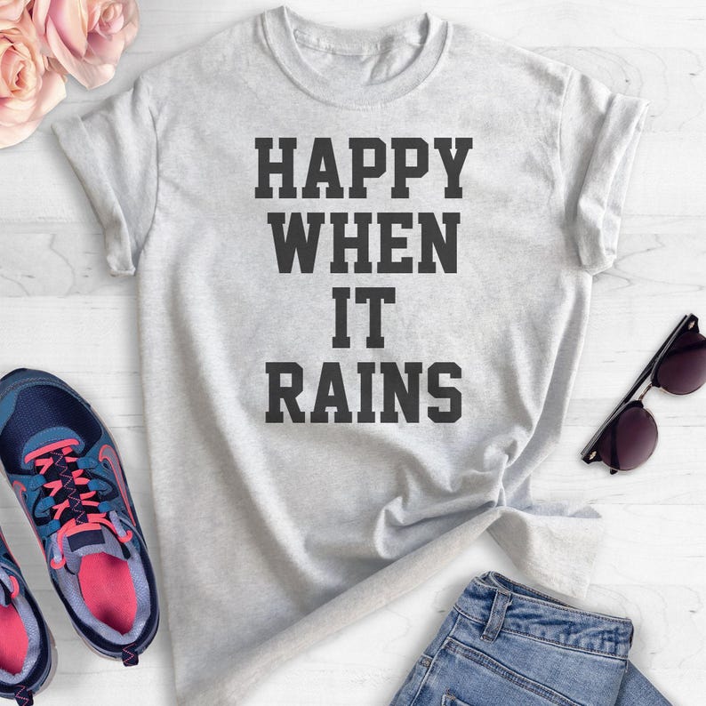 Happy When It Rains T-shirt, Ladies Crewneck T-shirt, Cute Goth Girl Shirt, Funny Goth Shirt, Short & Long Sleeve T-shirt image 4