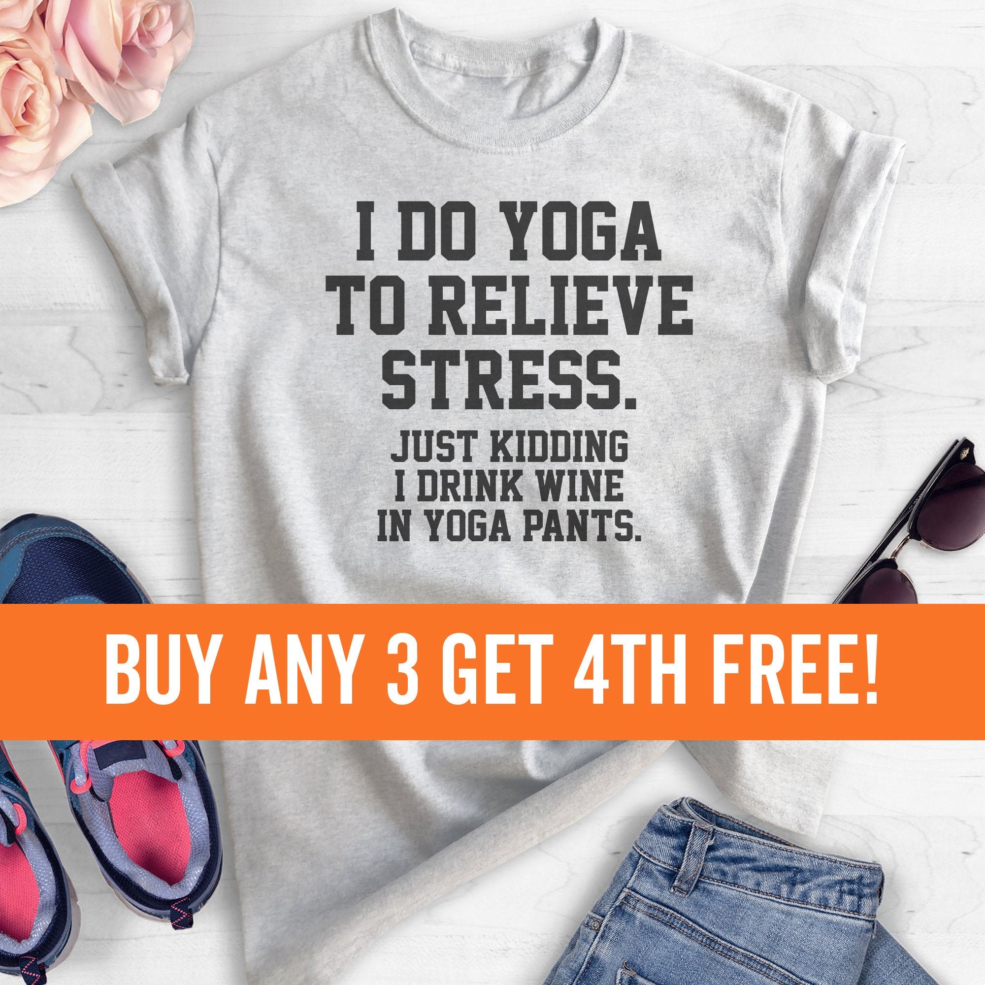 I Do Yoga to Relieve Stress Just Kidding I Drink Wine in Yoga | Etsy