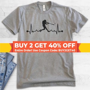 Baseball Batter Heartbeat, Unisex Women&#39;s Men&#39;s Shirt, I Love Baseball Batter Lover Player Coach Gift