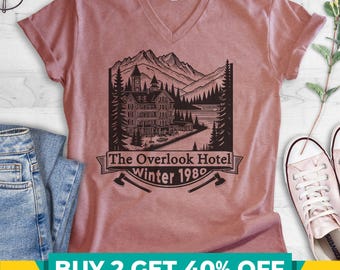 Overlook Hotel Winter 1980 V-Neck Tee, Unisex Women's Men's Horror Movie Classic Film Halloween Gift