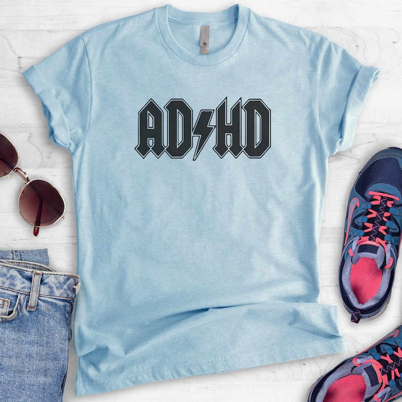 ADHD Shirt, Funny Unisex Shirt, College Shirt, Student Shirt, Gift For Student, Rock Shirt, Parody Logo Shirt, Clever Shirt, Cute Shirt image 3