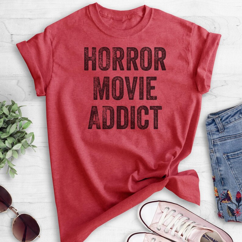 Horror Movie Addict T-shirt, Ladies Unisex Crewneck Shirt, Halloween T-shirt, Horror Movie T-shirt, Short & Long Sleeve T-shirt image 4